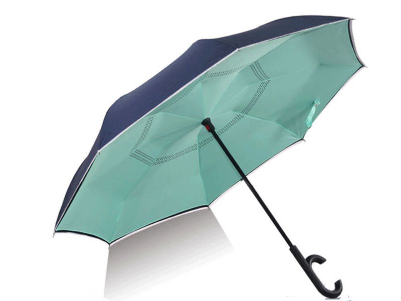 Double Fabric Windproof Upside Down Inverted Reverse Umbrella